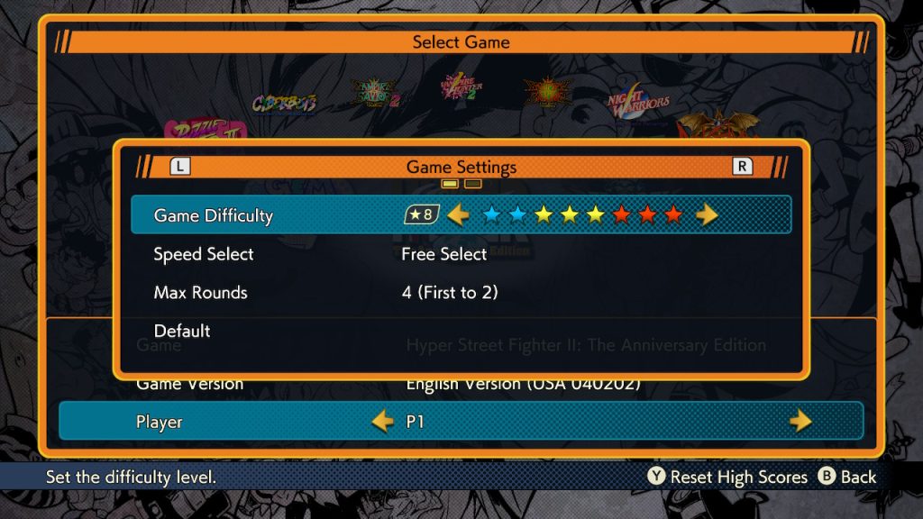 Capcom Fighting Collection game settings difficulty